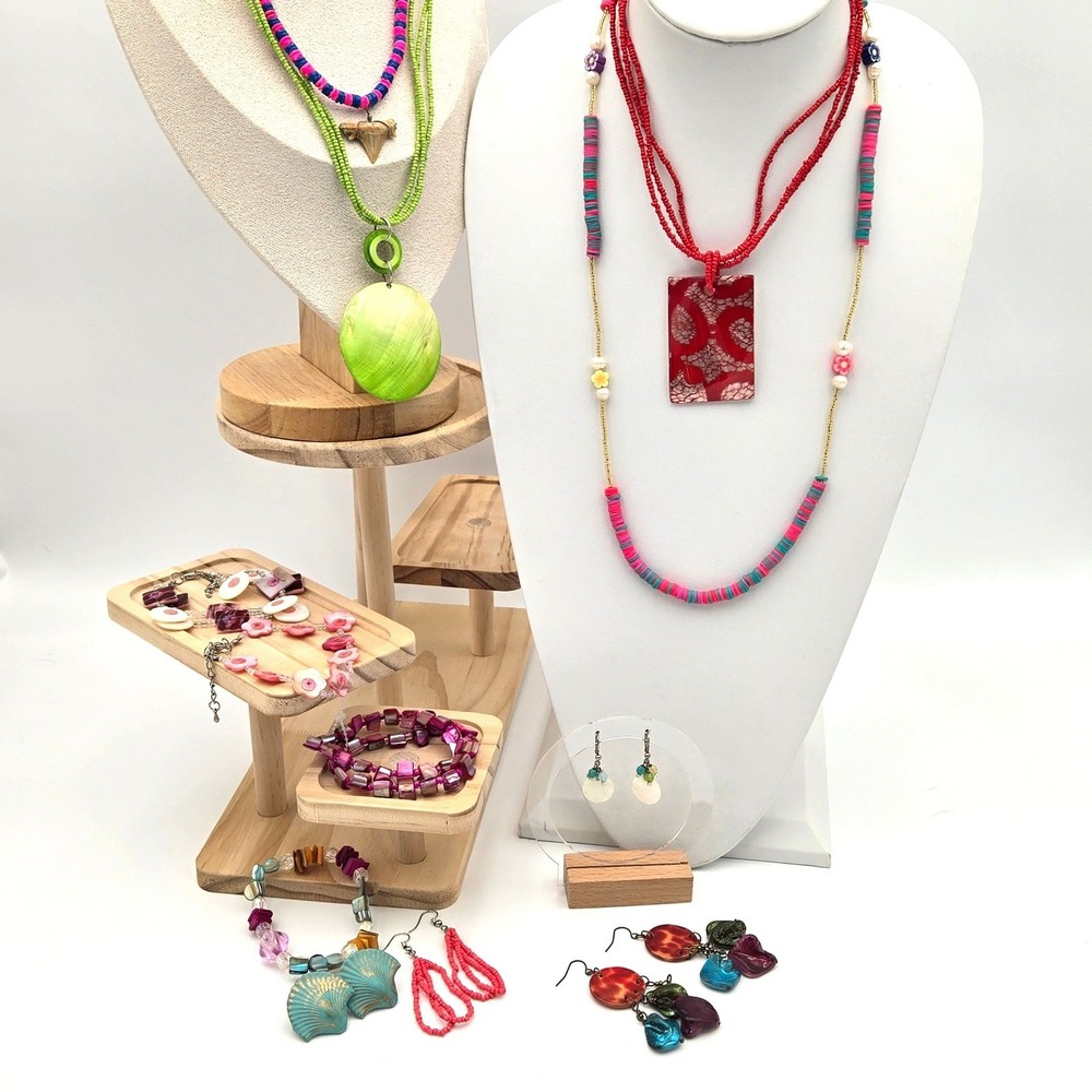 Summer Vibes Curated Jewelry Lot Coral Pink Turquoise 12pc Set Bright Colorful